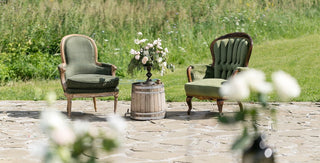 Vintage antique chairs in garden
