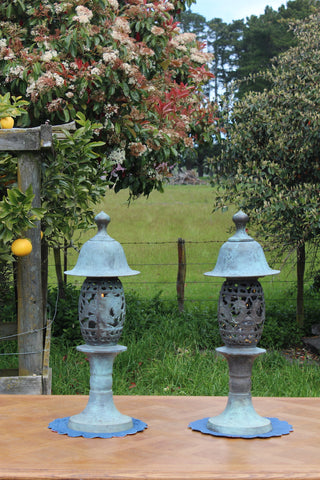Fone Early 20th Century Bronze Lanterns