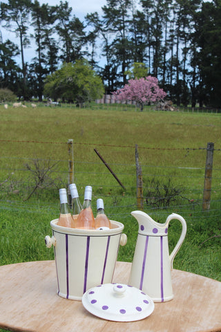 fone Striped Jug and Lidded Pot
