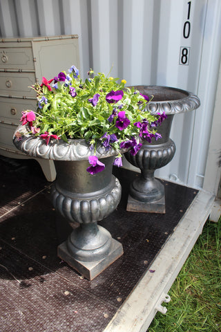 Fone Circa 1900 Pair of cast iron English Urns