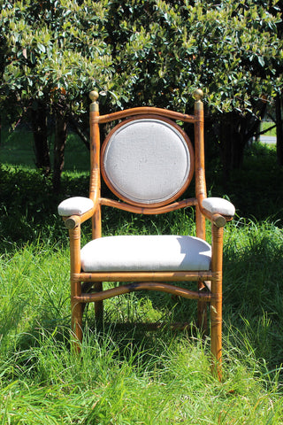French Bamboo Chair with brass mounts