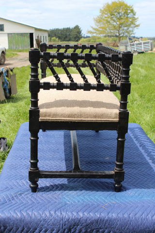 Fone Circa 1860 Ebonised two seater window bench seat