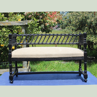 Fone Circa 1860 Ebonised two seater window bench seat