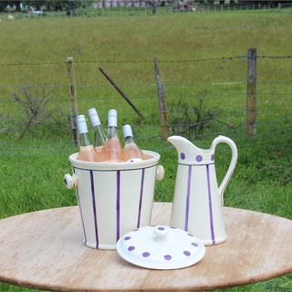 fone Striped Jug and Lidded Pot